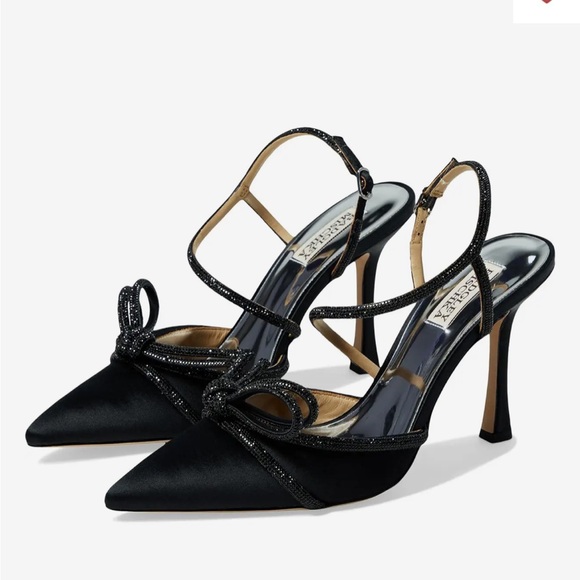Badgley Mischka Elaine Pump heel‎ black bow detail New 6 - Picture 2 of 9